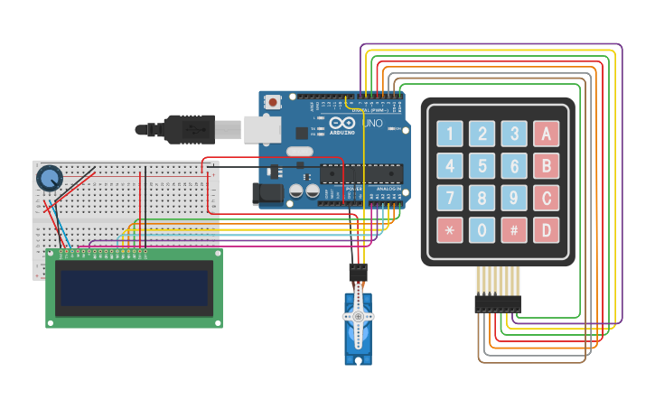 Circuit design Password Door Lock using arduino (Simple) - Tinkercad