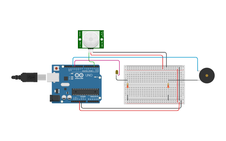 Circuit design Pin Sensor Buzzer - Tinkercad