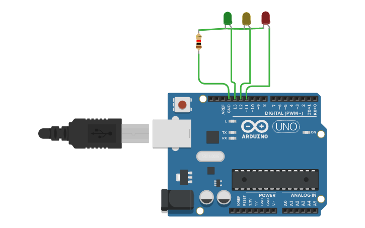 Circuit design Traffic Light System - Tinkercad