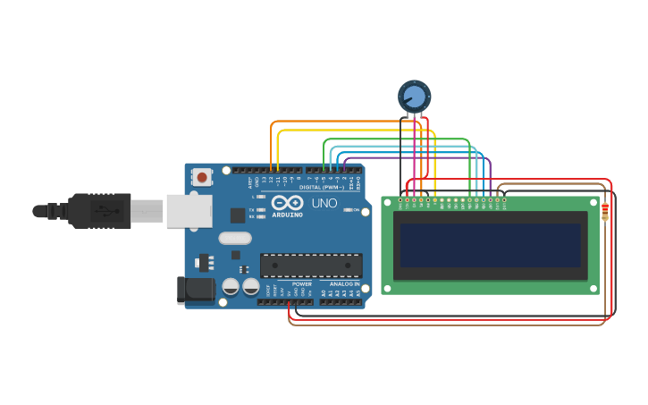 Circuit design Arduino LCD 16x2 - Tinkercad
