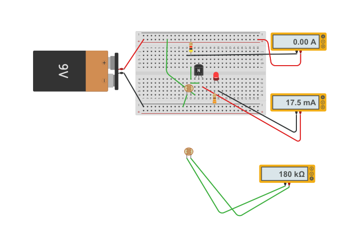 Circuit design Transistor schaltet LED - Tinkercad