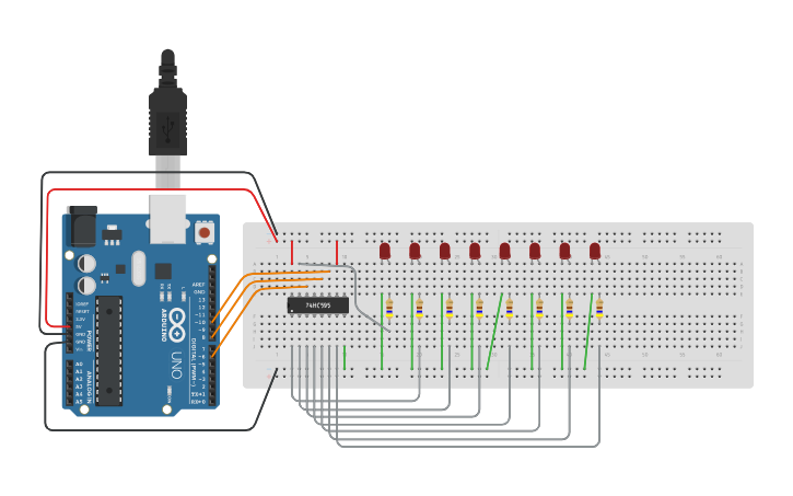 Circuit design 16_LED Binary Counter - Tinkercad