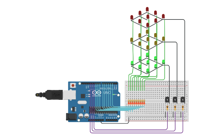 Circuit design Cube Led - Tinkercad
