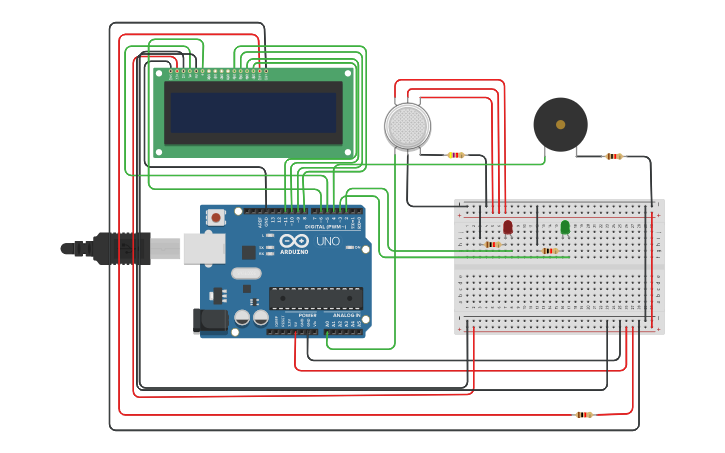 Circuit design Arduino Gas Sensor - Tinkercad