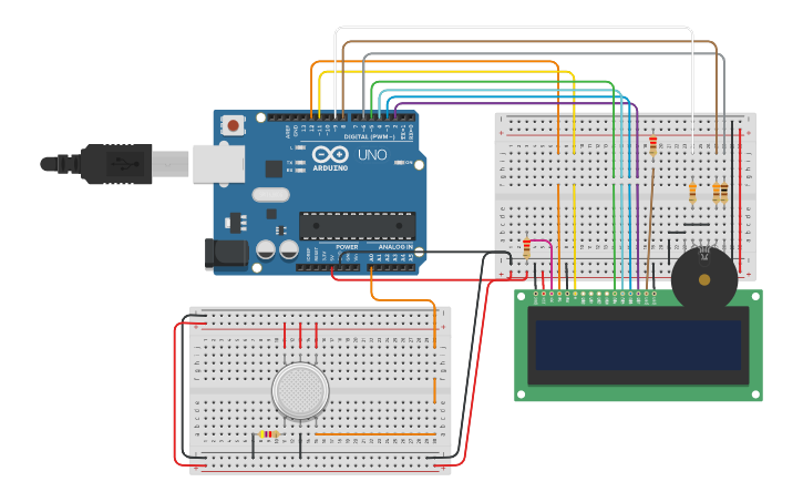 Circuit design Sensor de Gás com arduino - Tinkercad