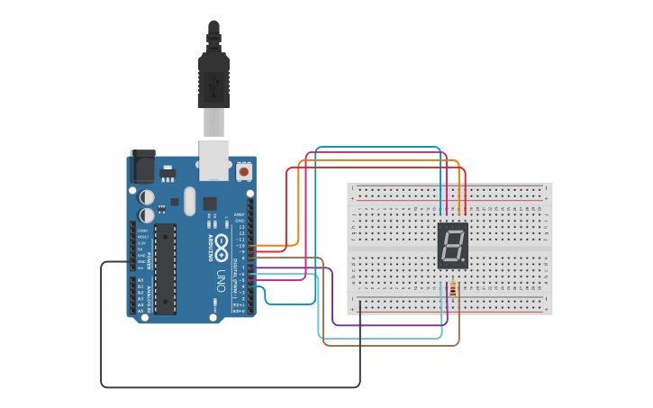 Circuit design Display de 7 segmentos HOLA - Tinkercad