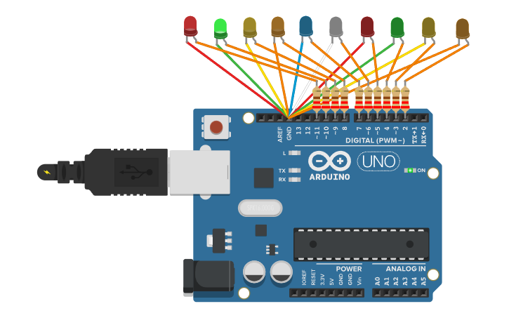 Circuit design RUNNING LED_TIARA - Tinkercad