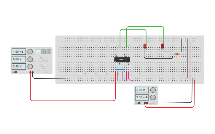 Circuit design JK flip flop counter - Tinkercad