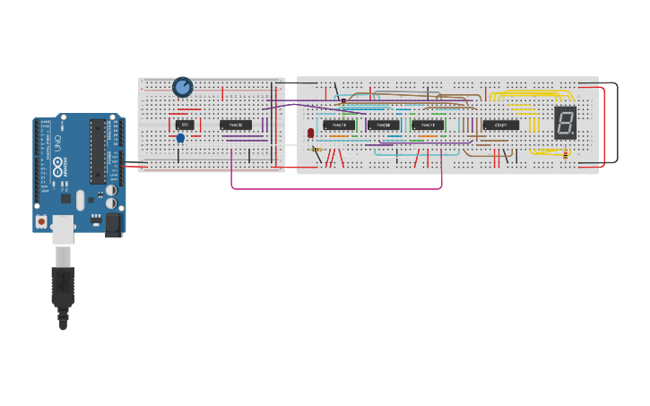 Circuit design 555 timer + Counter - Tinkercad