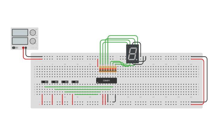 Circuit design 7 segment decoder using CD4511 - Tinkercad