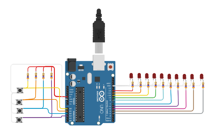 Circuit design chap5 - Light Sequencing - Tinkercad