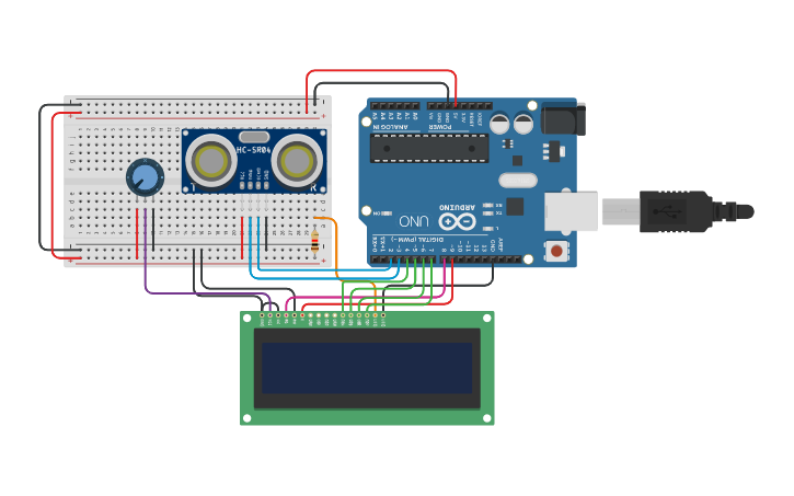 Distance Sensor Cad Model Circuit design Measuring Distance Sensor - Tinkercad