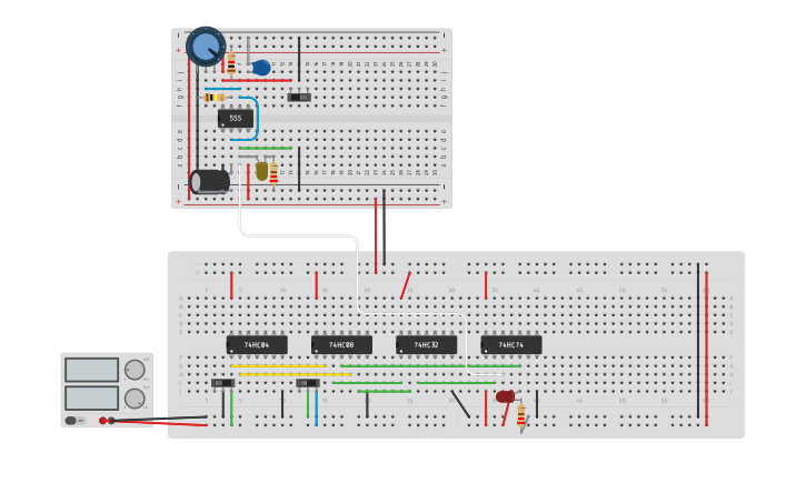 Circuit design 1-Bit Register - Tinkercad