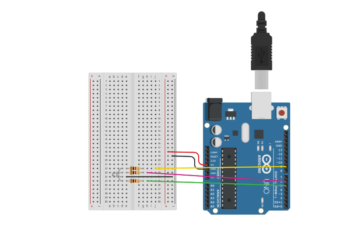 Circuit design Led RGB - Tinkercad