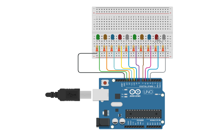 Circuit design Arduino - Pisca Pisca - Tinkercad