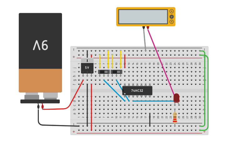 Circuit design ORgate - Tinkercad