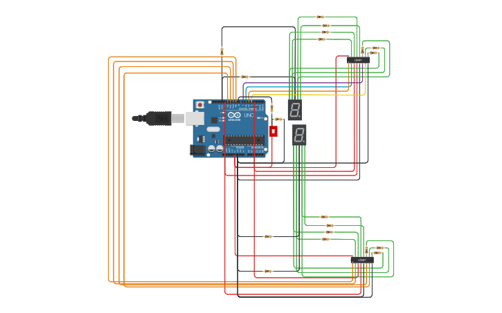 Circuit design Tarefa 7 Segmentos com CD4511 - Tinkercad
