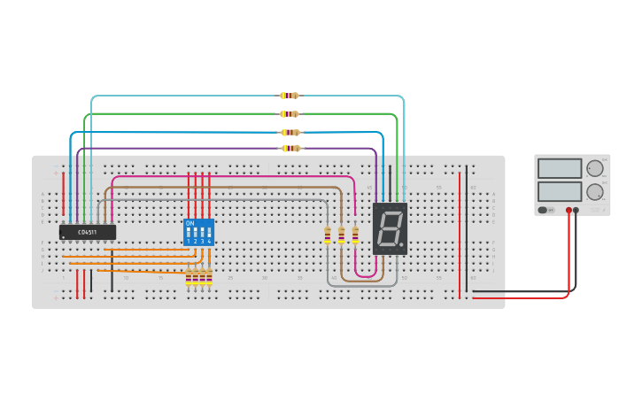 Circuit design BCD 7 Segment cd4511 - Tinkercad