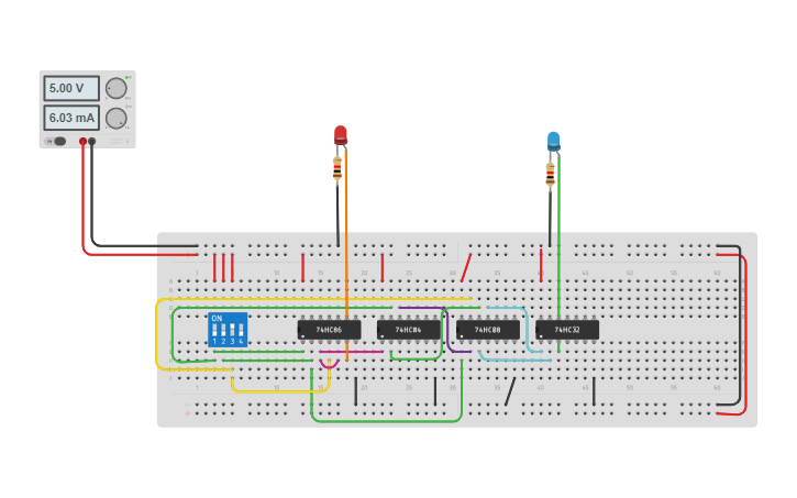 Circuit design full subtractor using basic gates - Tinkercad