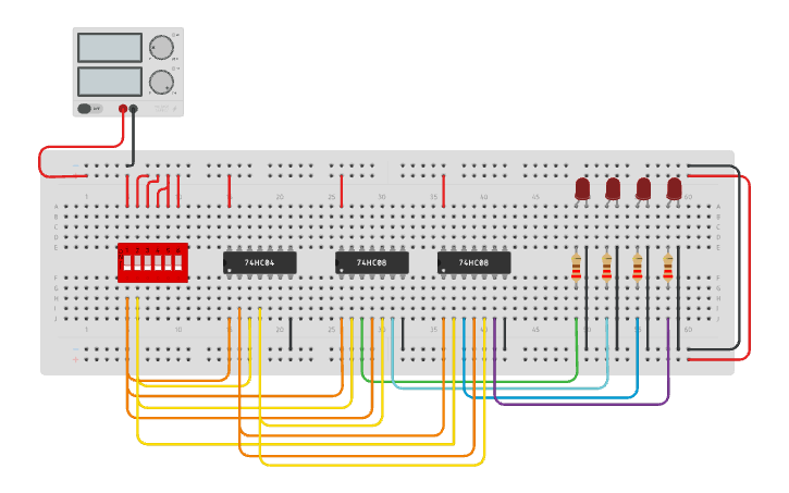 Circuit design 1:4 DEMUX - Tinkercad