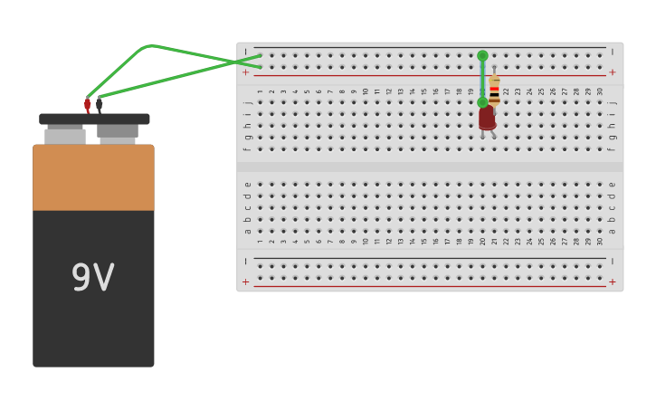 Circuit design protoboard con led - Tinkercad