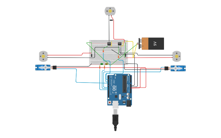 Circuit design Tri rotor fixed-wing UAV - Tinkercad