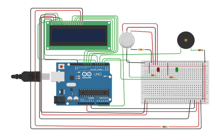 Circuit design gas detector - Tinkercad