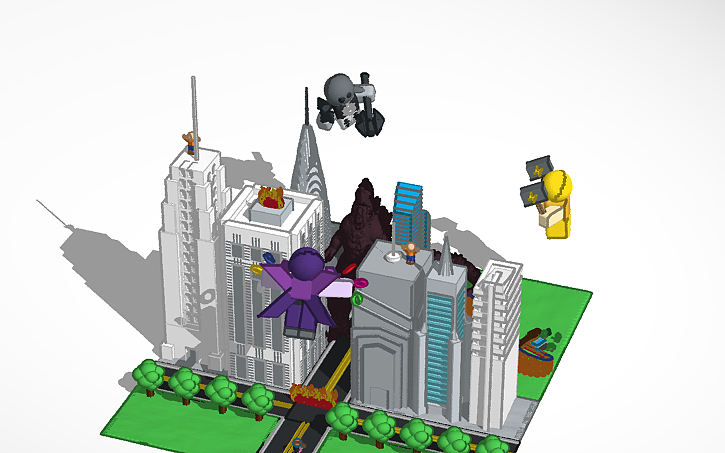 3D design Godzilla destroying city - Tinkercad