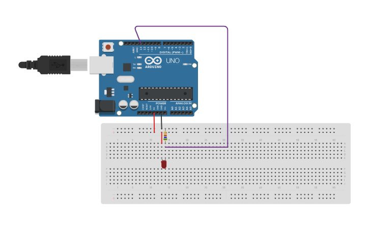 Circuit design Blinking LED - Tinkercad