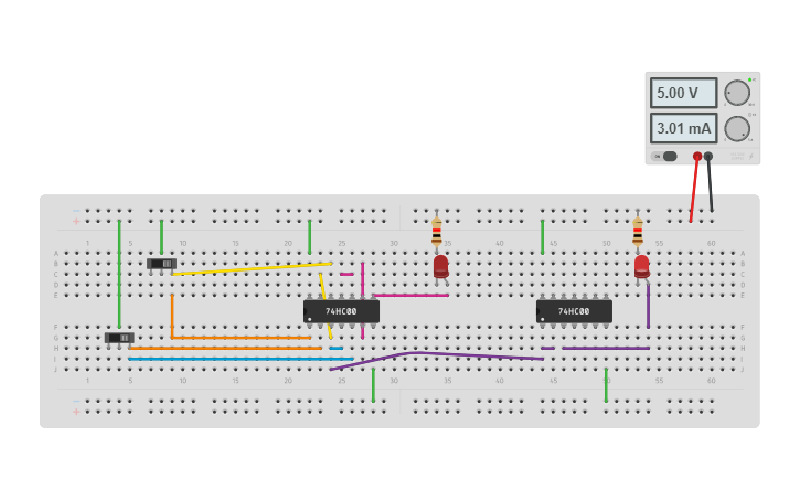 Circuit design HA_Using_NAND - Tinkercad
