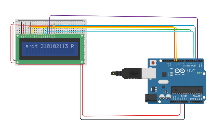 Circuit design 16x2 LCD - Tinkercad