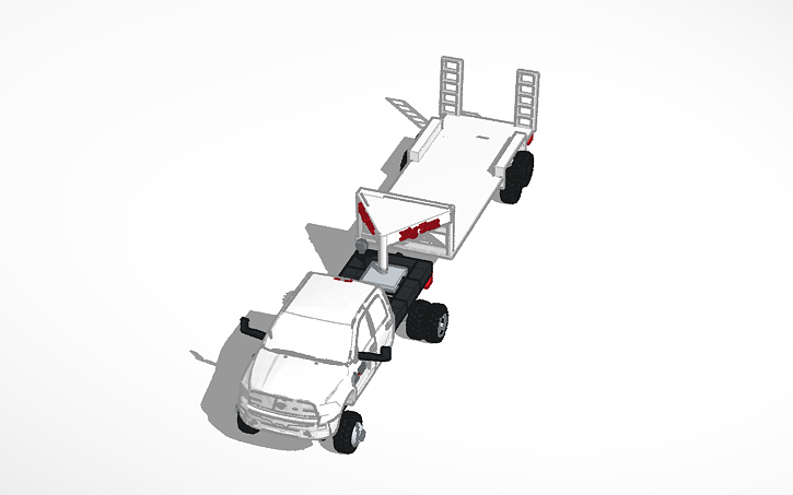 3D design Ram 5500 Cummins turbo diesel with trailer - Tinkercad
