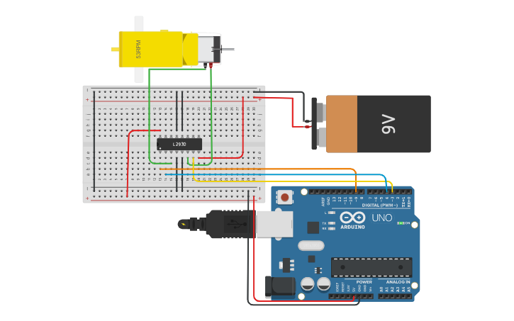 Circuit design DC Motor Control using H-Bridge - Tinkercad