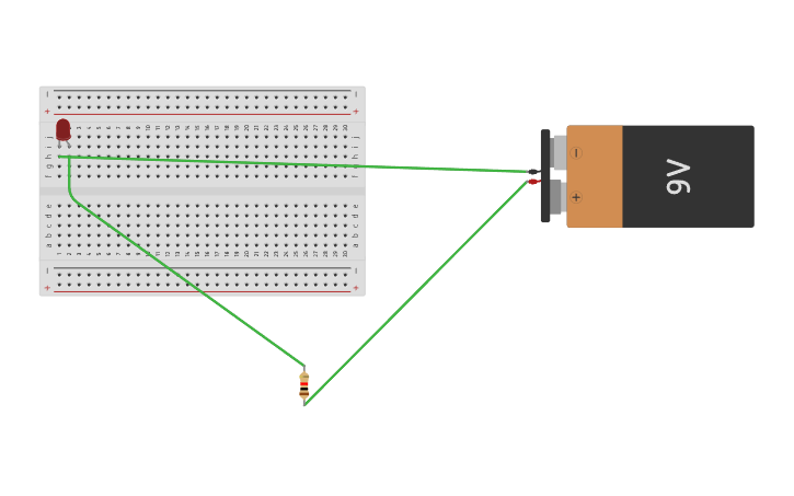 Circuit design encendido de un led - Tinkercad