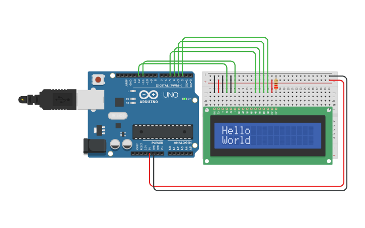 Circuit design Basic LCD Display - Tinkercad