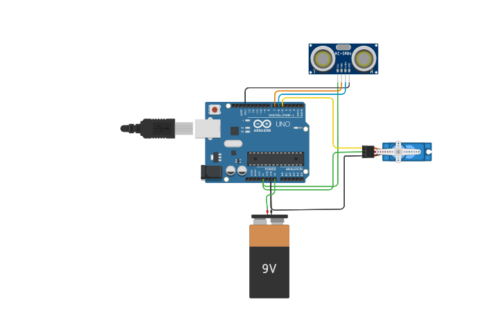 Circuit design Smart Dustbin Using Arduino - Tinkercad