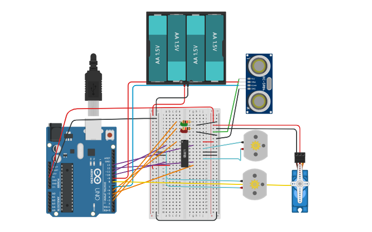 Circuit design arduino robot - Tinkercad