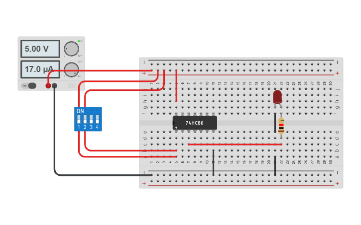Circuit design LED Using XOR Gate - Tinkercad