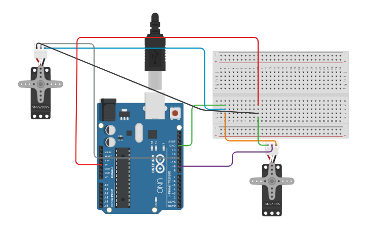 Circuit design speed of servo motor - Tinkercad