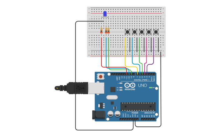 Circuit design Switch LED RGB - Tinkercad