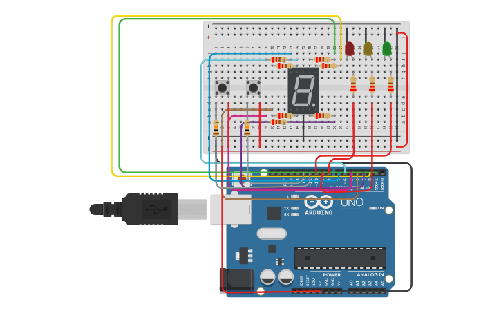 Circuit design Proyecto_Semaforo - Tinkercad