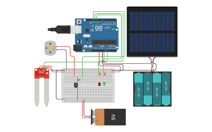 Circuit design Automated Watering System - Tinkercad