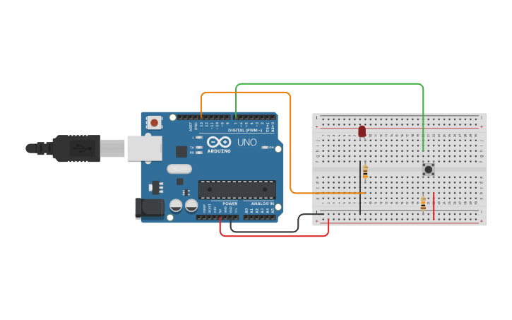 Circuit design ONE_LED_ONE_BUTTON-Delay - Tinkercad