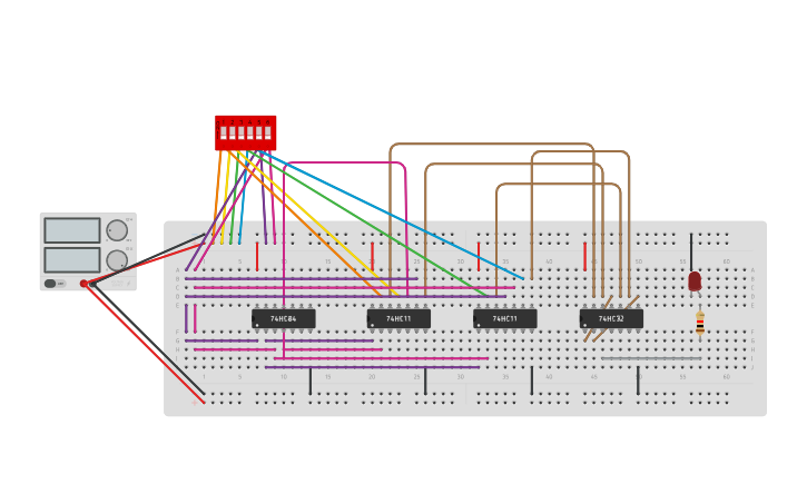 Circuit design 4X1 MUX - Tinkercad