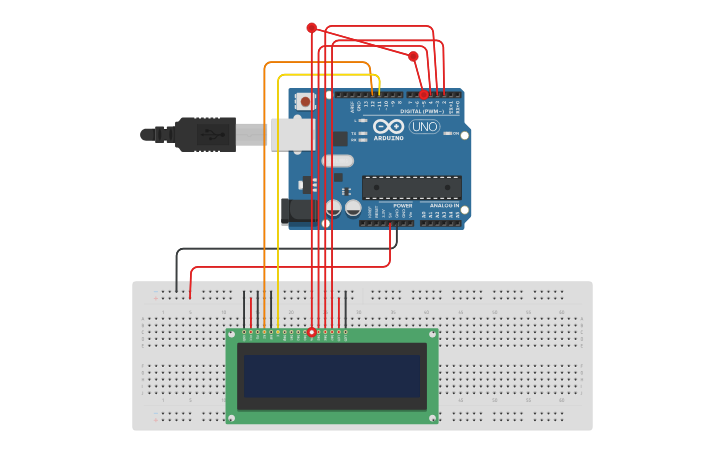 Circuit design Hello World using LCD - Tinkercad