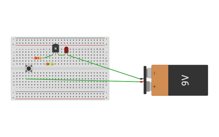 Circuit design Transistor and swich LED circuit - Tinkercad