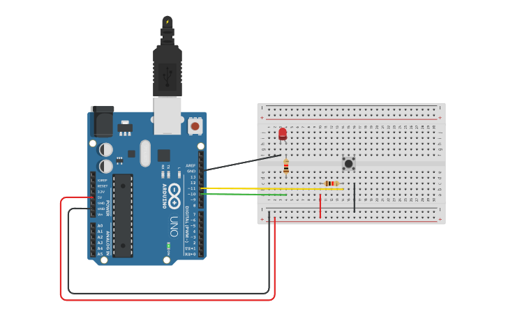 Circuit design Đèn led 1 - Tinkercad