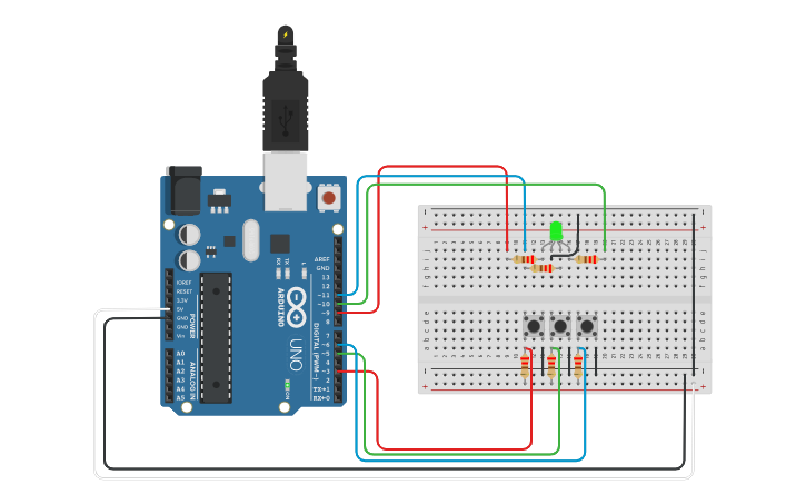 Circuit design RGB Button - Tinkercad