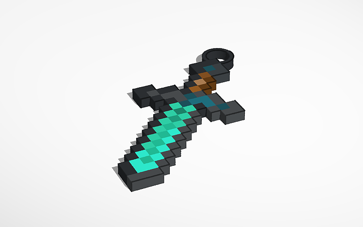 3D design Minecraft sword keychain - Tinkercad