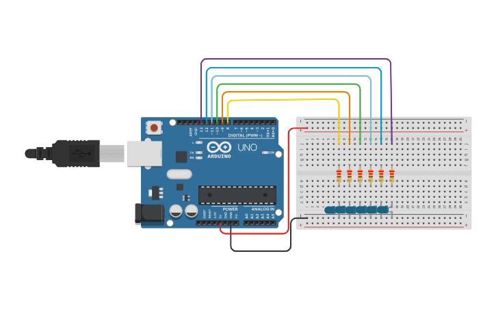 Circuit design Knight Rider Brute Force - Tinkercad